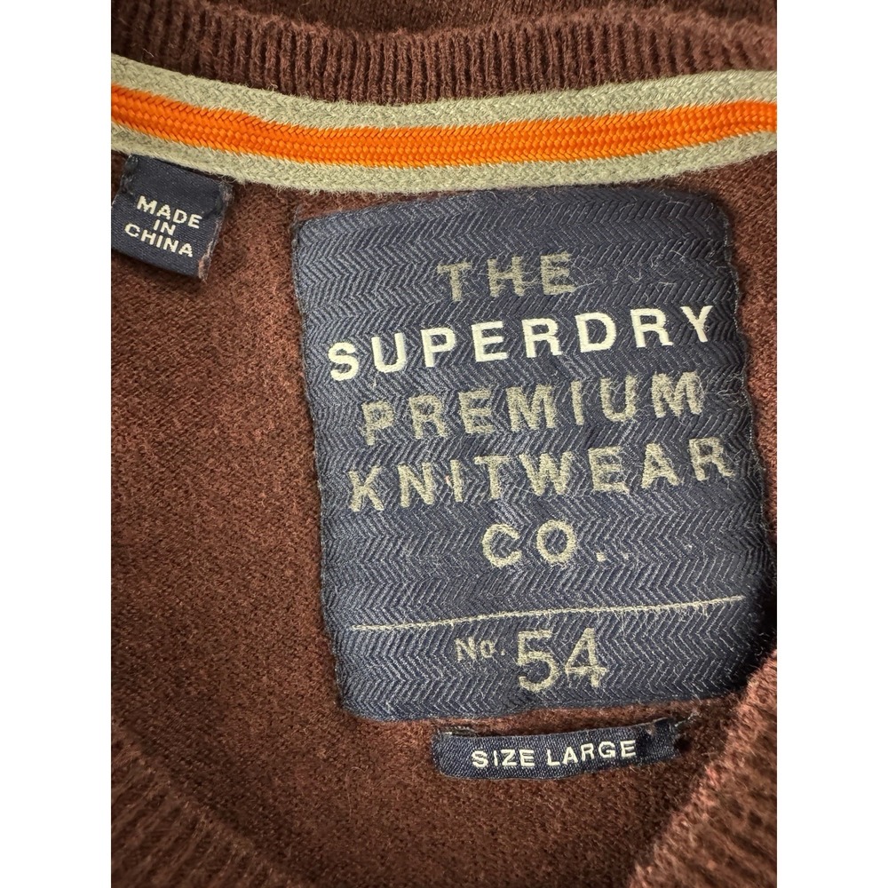 Superdry No 54 Mens Large Cotton Cashmere Blend Sweater Lightweight Classic Prep - Picture 4 of 11